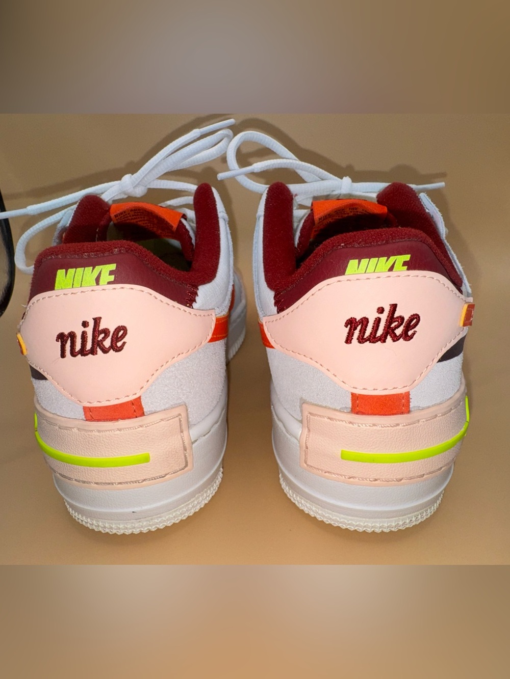 Nike Air Force 1 Shadow White Crimson Tint Bright Mango Sneakers Women 7 /M 5.5 - Picture 8 of 17